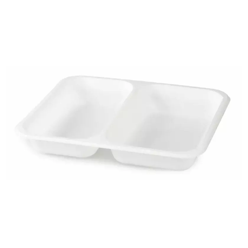PP tray 227x178x40mm blanc 2 compartiments