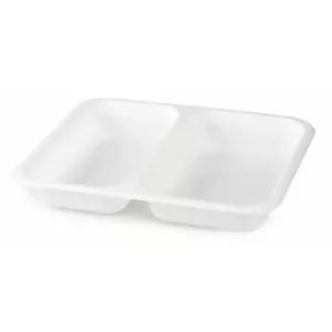 PP tray 227x178x40mm blanc 2 compartiments