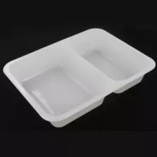 CPET tray 225x175x43mm blanc 2 compartiments 655-455ml Duni 115504