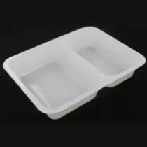 CPET tray 225x175x43mm blanc 2 compartiments 655-455ml Duni 115504