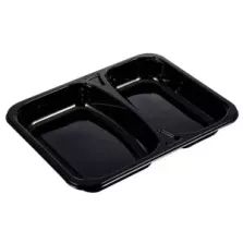 CPET tray 227x178x29mm noir 2 compartiments 770ml reference 2227-2L