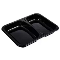 CPET tray 227x178x29mm noir 2 compartiments 770ml reference 2227-2L