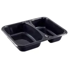 CPET tray 227x178x43mm noir 2 compartiments 1065ml reference 2227-2K