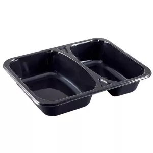 CPET tray 227x178x43mm noir 2 compartiments 1065ml reference 2227-2K