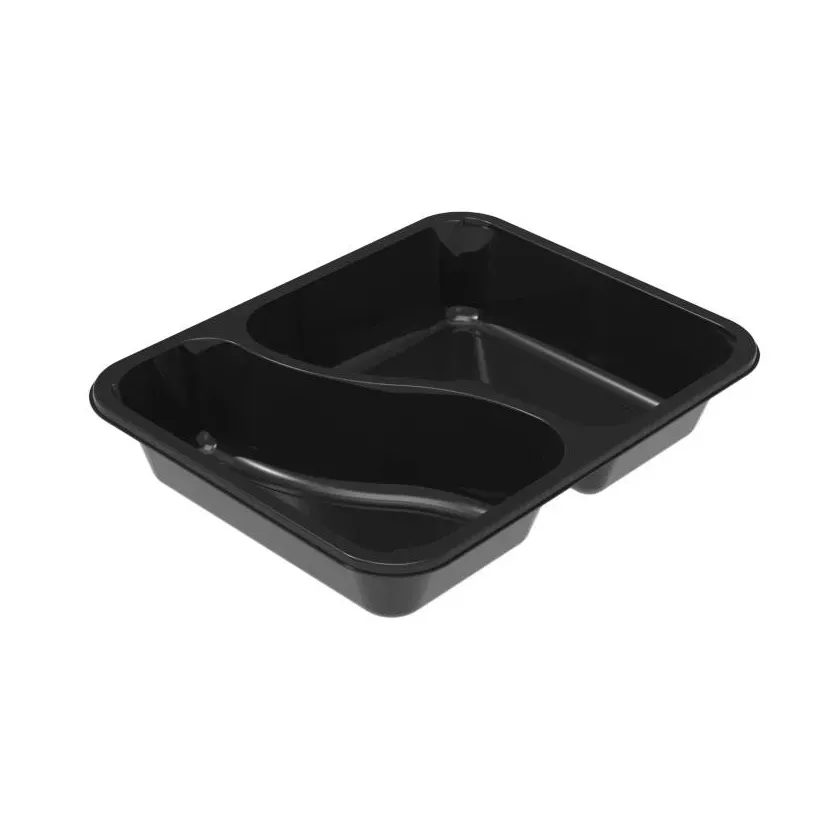 CPET tray 227x178x43mm noir 2 compartiments 1115ml reference 2227-2K
