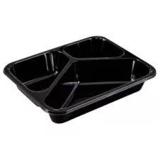 CPET tray 227x178x43mm noir 3 compartiments 1025ml reference 2227-3F