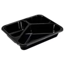 CPET tray 227x178x43mm noir 3 compartiments 1025ml reference 2227-3F