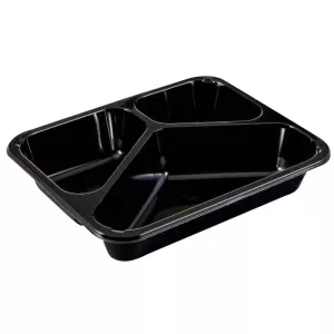 CPET tray 227x178x43mm noir 3 compartiments 1025ml reference 2227-3F