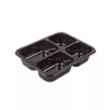 CPET tray 227x178x43mm noir 4 compartiments 1070ml reference 2227-4C
