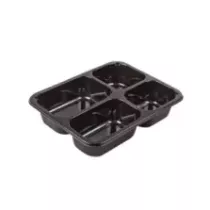 CPET tray 227x178x43mm noir 4 compartiments 1070ml reference 2227-4C