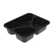 CPET tray 227x178x53mm noir 3 compartiments 1285ml reference 2227-3K