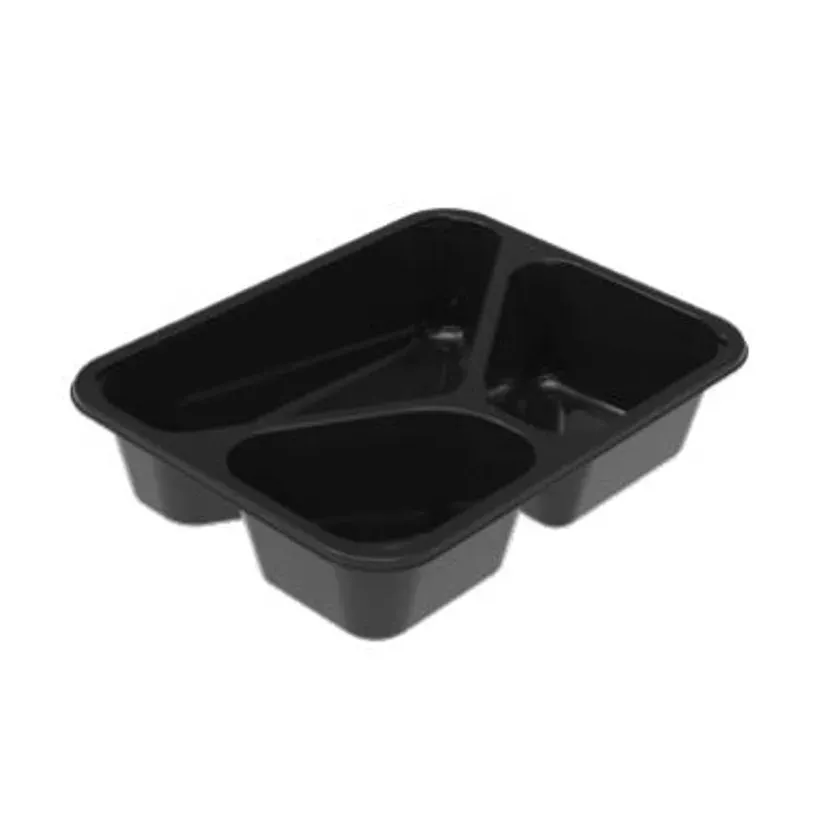 CPET tray 227x178x53mm noir 3 compartiments 1285ml reference 2227-3K