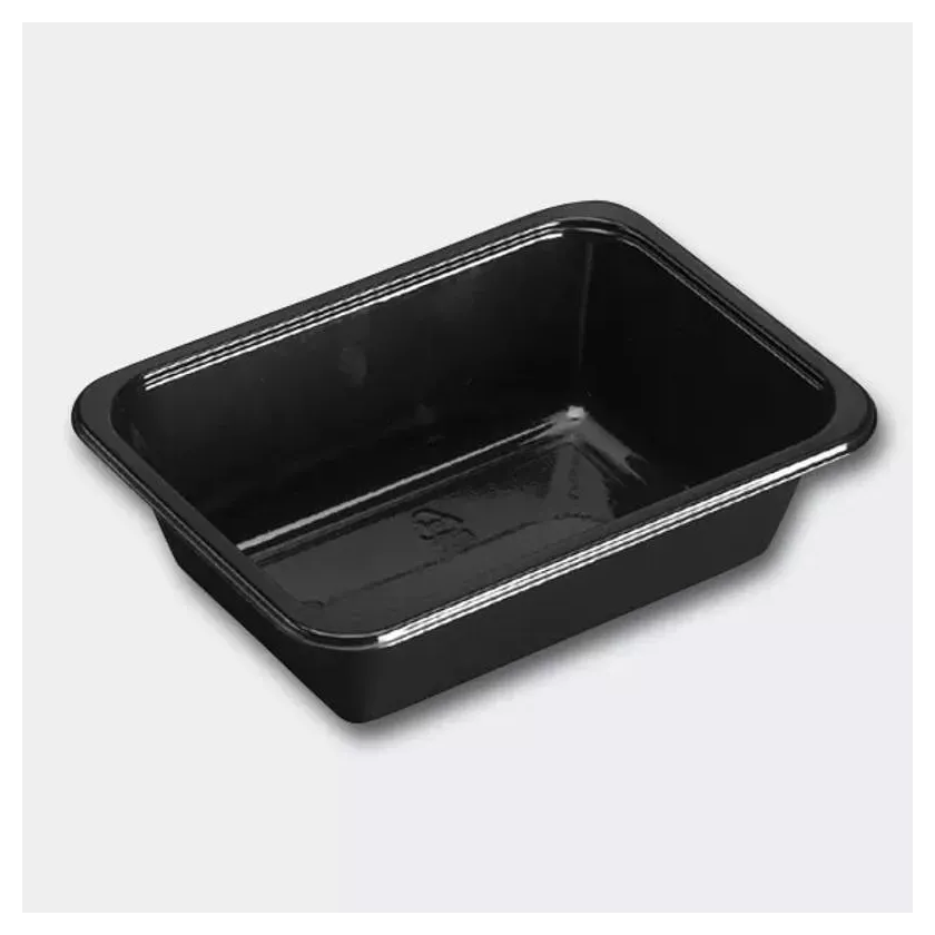 CPET tray 175x125x50mm noir 1 compartiment 500ml reference 01052