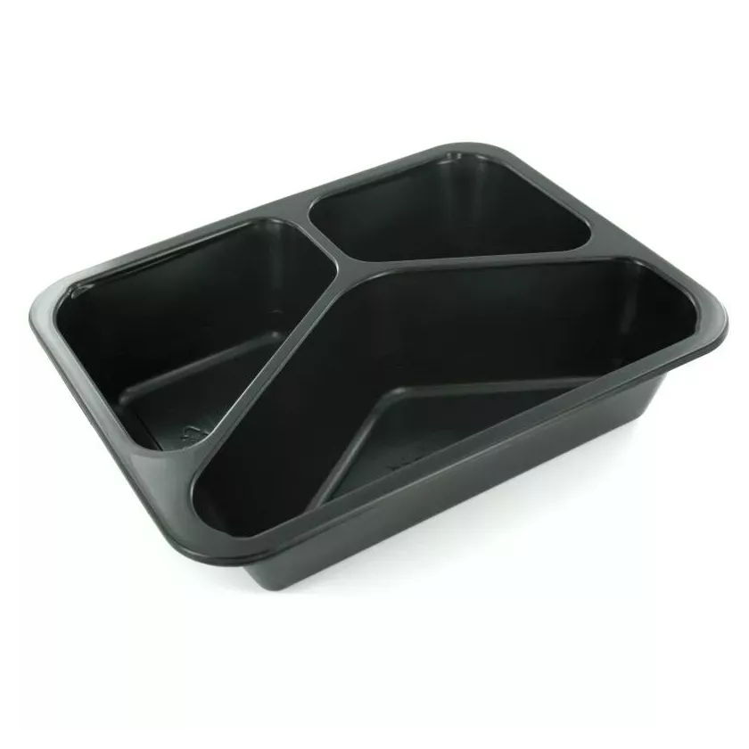 PP tray 227x178x50mm noir 3COMP-530-325-235ml-Duni160065