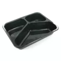 CPET tray 225x175x43mm noir 3 compartiments 525-275-205ml Duni 115506