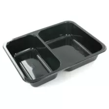 CPET tray 225x175x43mm noir 2 compartiments 655-455ml Duni 115505