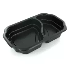 PP tray 250x159x45mm noir 2 compartiments take away Duni