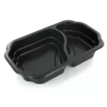 PP tray 250x159x45mm noir 2 compartiments take away Duni