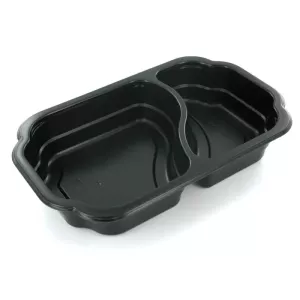 PP tray 250x159x45mm noir 2 compartiments take away Duni
