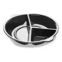 Assiette menu PP diametre 250x42mm noir 3 compartiments Duni 176394