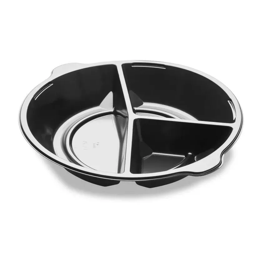 Assiette menu PP diametre 250x42mm noir 3 compartiments Duni 176394