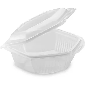 PP ravier 250ml hexagonal transparent couvercle a charniere 128x126x52mm