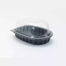 Combi ravier poulet avec couvercle noir-transparent 264x200x102mm PP
