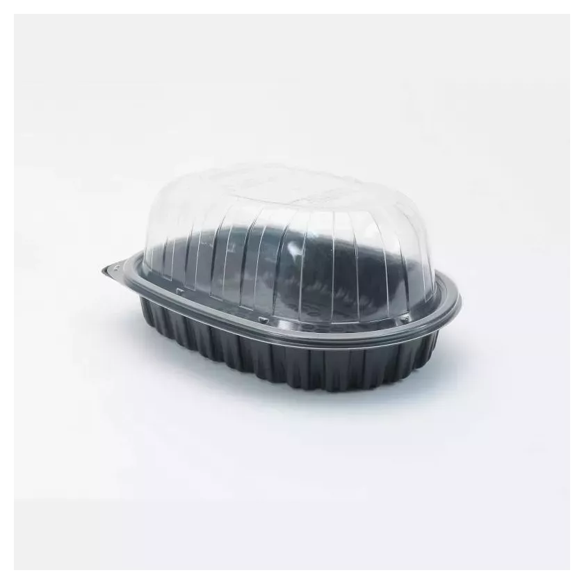Combi ravier poulet avec couvercle noir-transparent 264x200x102mm PP
