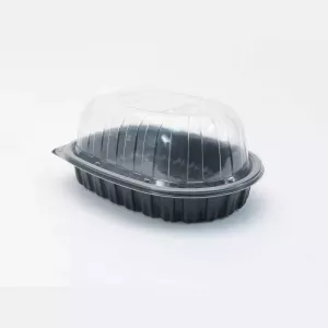 Combi ravier poulet avec couvercle noir-transparent 264x200x102mm PP