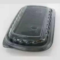 Combi demi-cote tray avec couvercle noir-transparent 275x181x59mm PP
