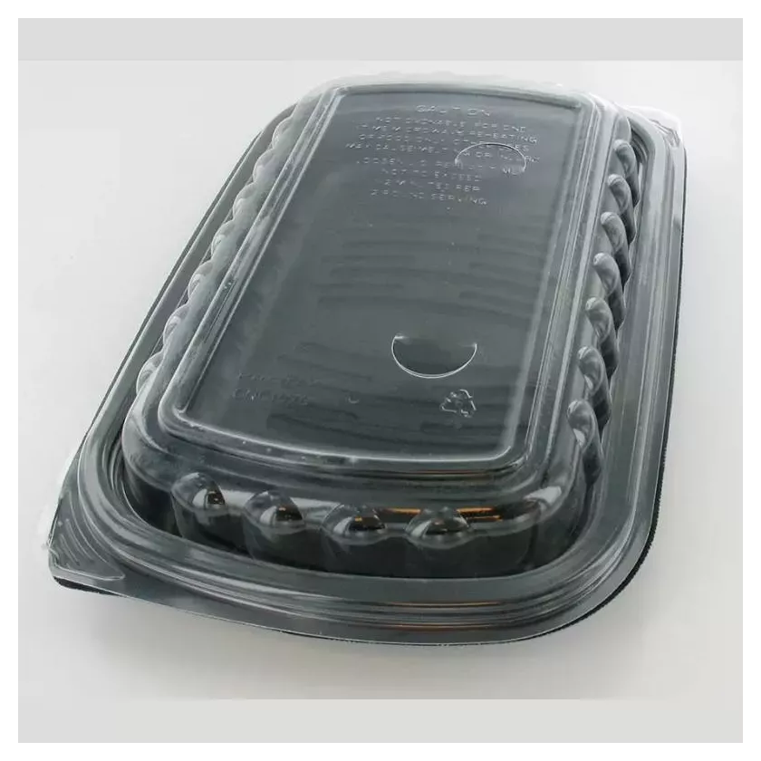 Combi demi-cote tray avec couvercle noir-transparent 275x181x59mm PP