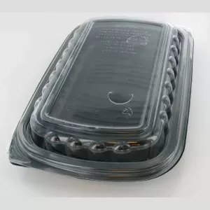 Combi demi-cote tray avec couvercle noir-transparent 275x181x59mm PP