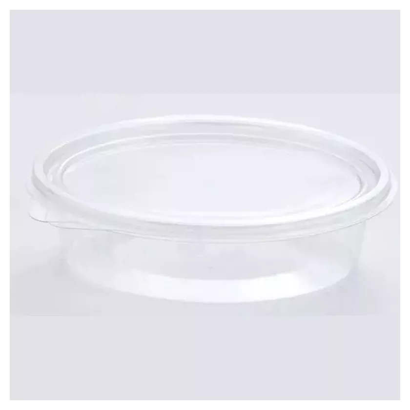 RPET cup 150ml sans fuites ovale couvercle a charniere 150x110x35mm