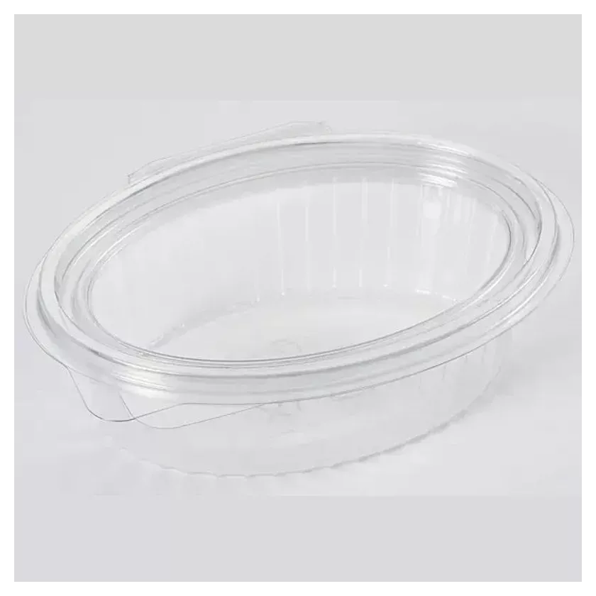 RPET cup 250ml sans fuites ovale couvercle a charniere 148x112x45mm