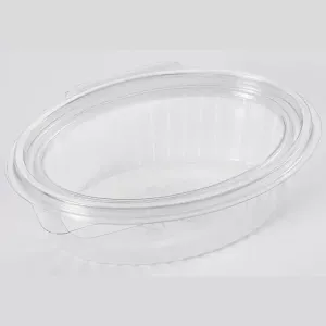 RPET cup 250ml sans fuites ovale couvercle a charniere 148x112x45mm