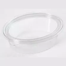 RPET cup 500ml sans fuites ovale couvercle a charniere 165x130x55mm