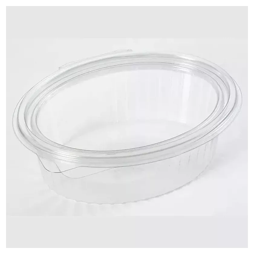 RPET cup 500ml sans fuites ovale couvercle a charniere 165x130x55mm
