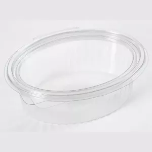 RPET cup 500ml sans fuites ovale couvercle a charniere 165x130x55mm