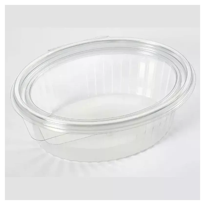 RPET cup 1L sans fuites ovale couvercle a charniere 200x165x70mm