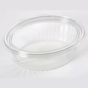 RPET cup 1L sans fuites ovale couvercle a charniere 200x165x70mm