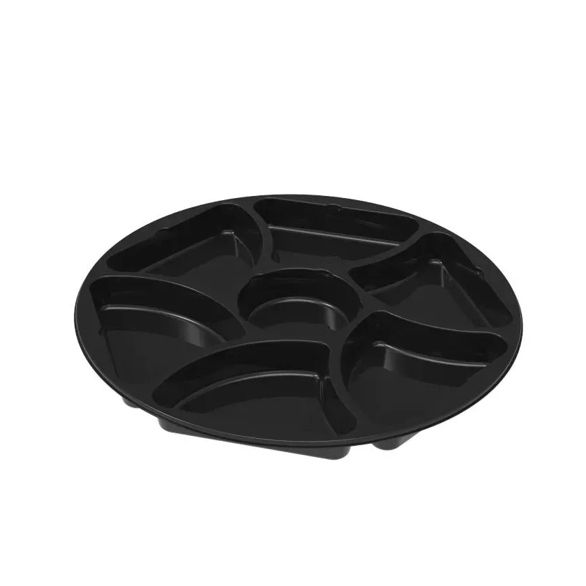 Plat CPET 7 compartiments noir diametre 320xh25mm