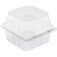 Blister patisserie PET rectangulaire couvercle a charniere 130x120x90mm