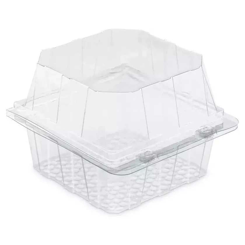 Blister patisserie PET rectangulaire couvercle a charniere 130x120x90mm