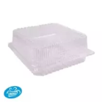Blister patisserie PET carre couvercle a charniere 235x235x100mm