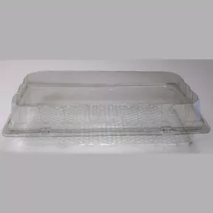 Blister patisserie PET rectangulaire couvercle a charniere 245x125x55mm