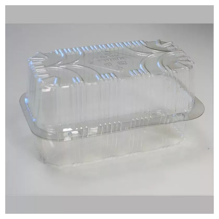 Blister patisserie PET rectangulaire couvercle a charniere 165x85x100mm