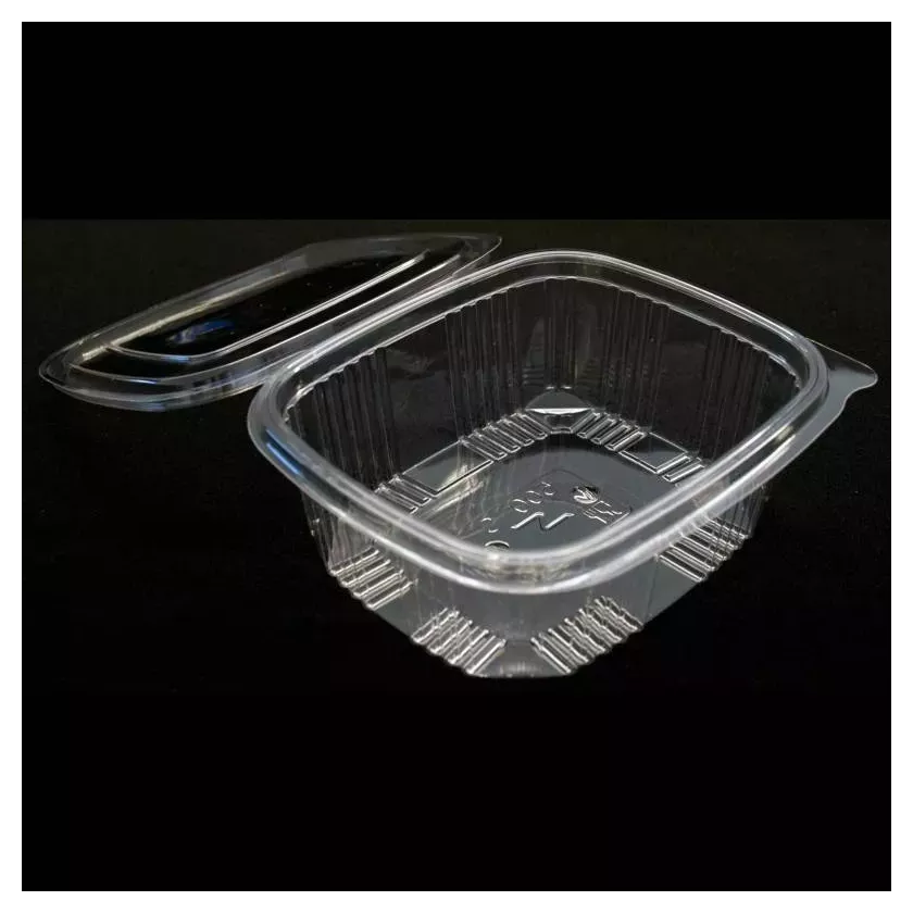 Ravier APET 500ml couvercle a charniere 125x103x44mm