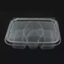 Blister APET 142x186x45mm 3 compartiments couvercle a charniere cachete
