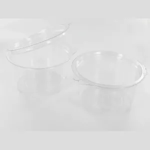 RPET ravier rond 400ml couvercle a charniere diametre 120x67mm Olipack