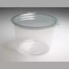 RPET ravier rond 500ml couvercle a charniere diametre 120x80mm Olipack